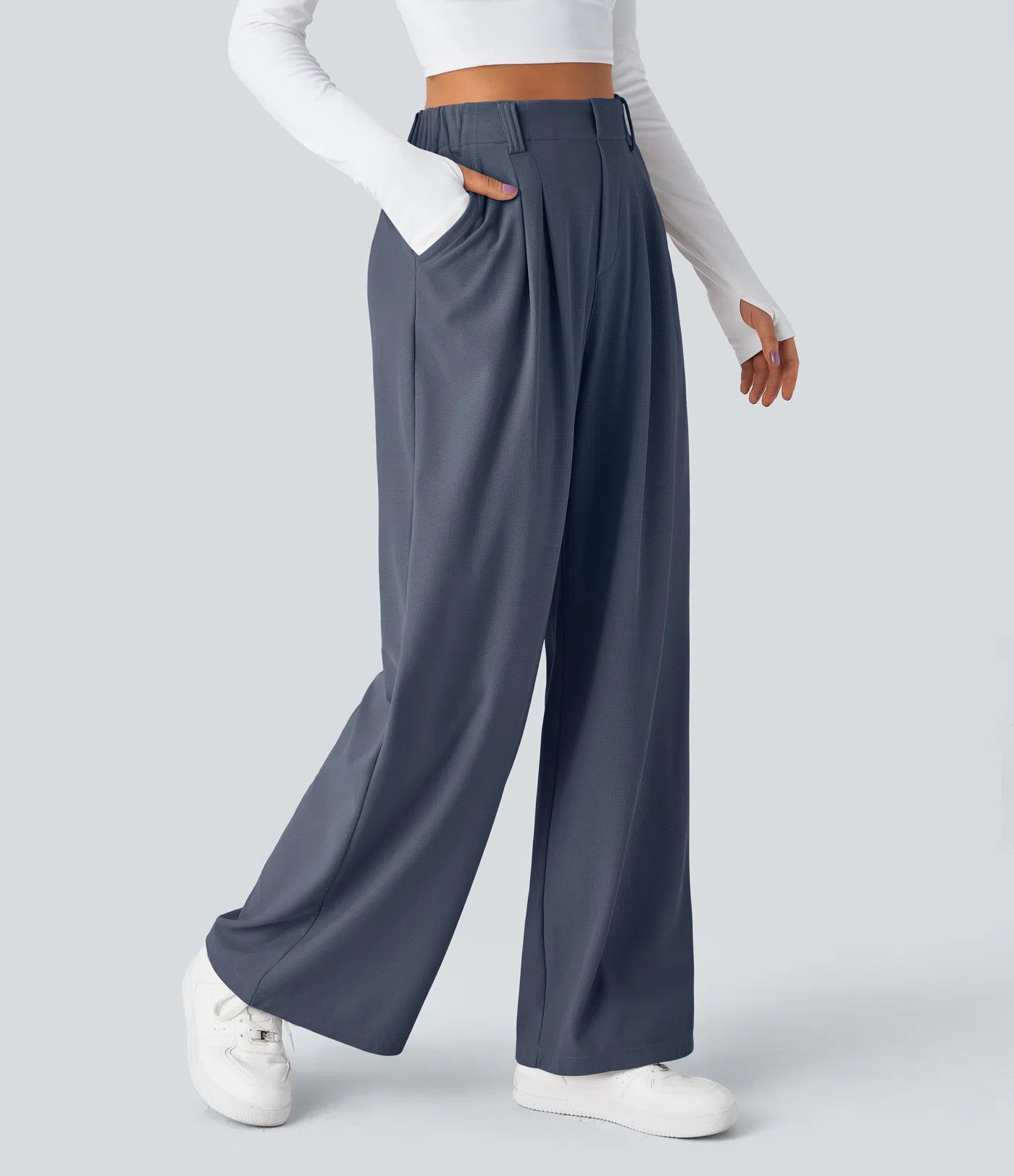 Halara Flex™ High Waisted Pocket Wide Leg Waffle Work Pants