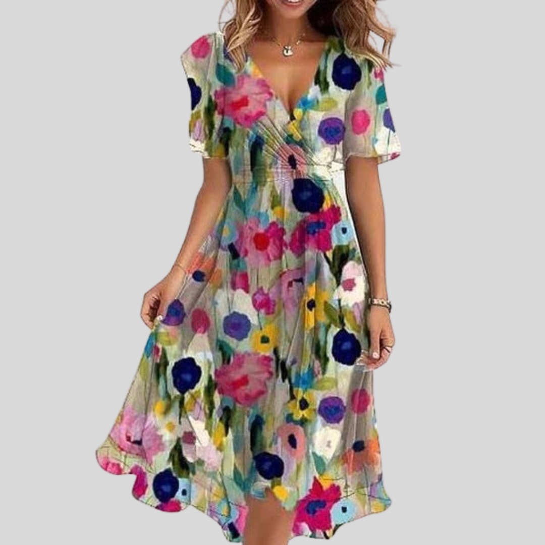 Camille | Elegant Floral Midi Dress