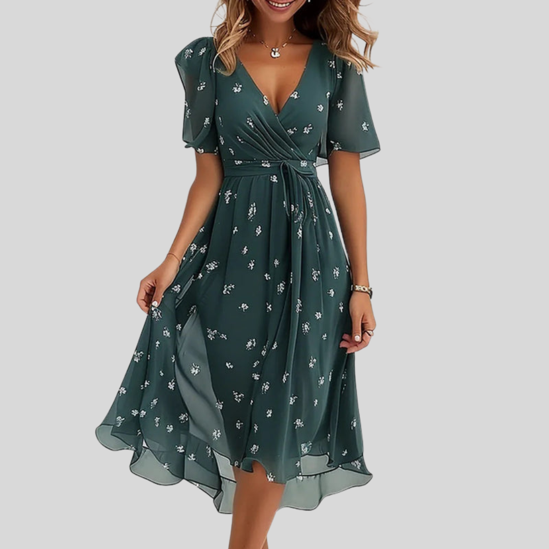 Camille | Elegant Floral Midi Dress