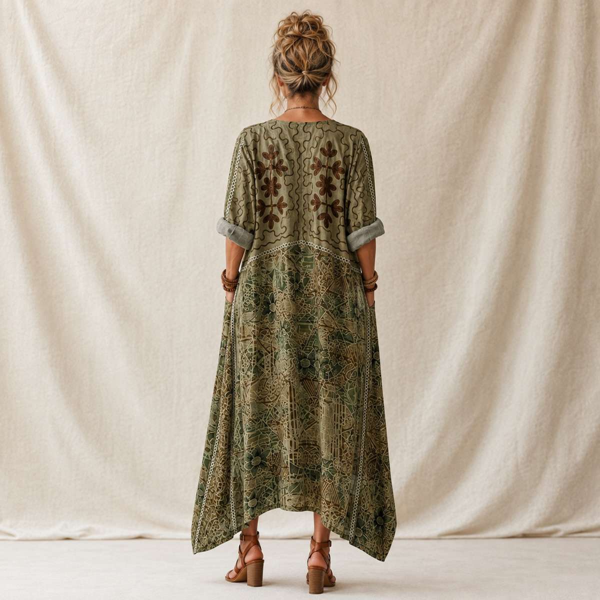 Aleta | Button Front Oversized Pocket Midi Dress