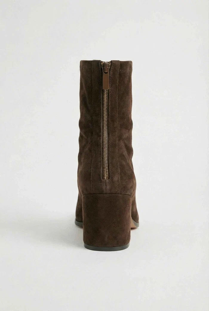 Nora | Square-Toe Suede Ankle Boots